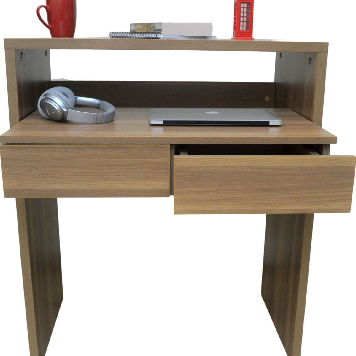 GENERICO - Escritorio Cubierta Móvil Laminado Compacto con 2 Niveles Y 2 Cajoneras.