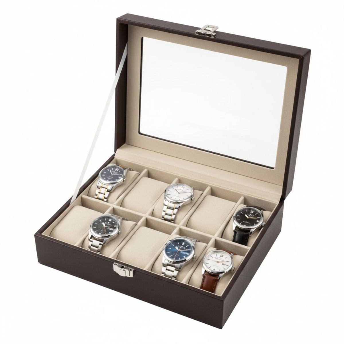 GENERICO - Caja De Reloj Para Hombre De 10 Slots Lujo Joyas Mostrador