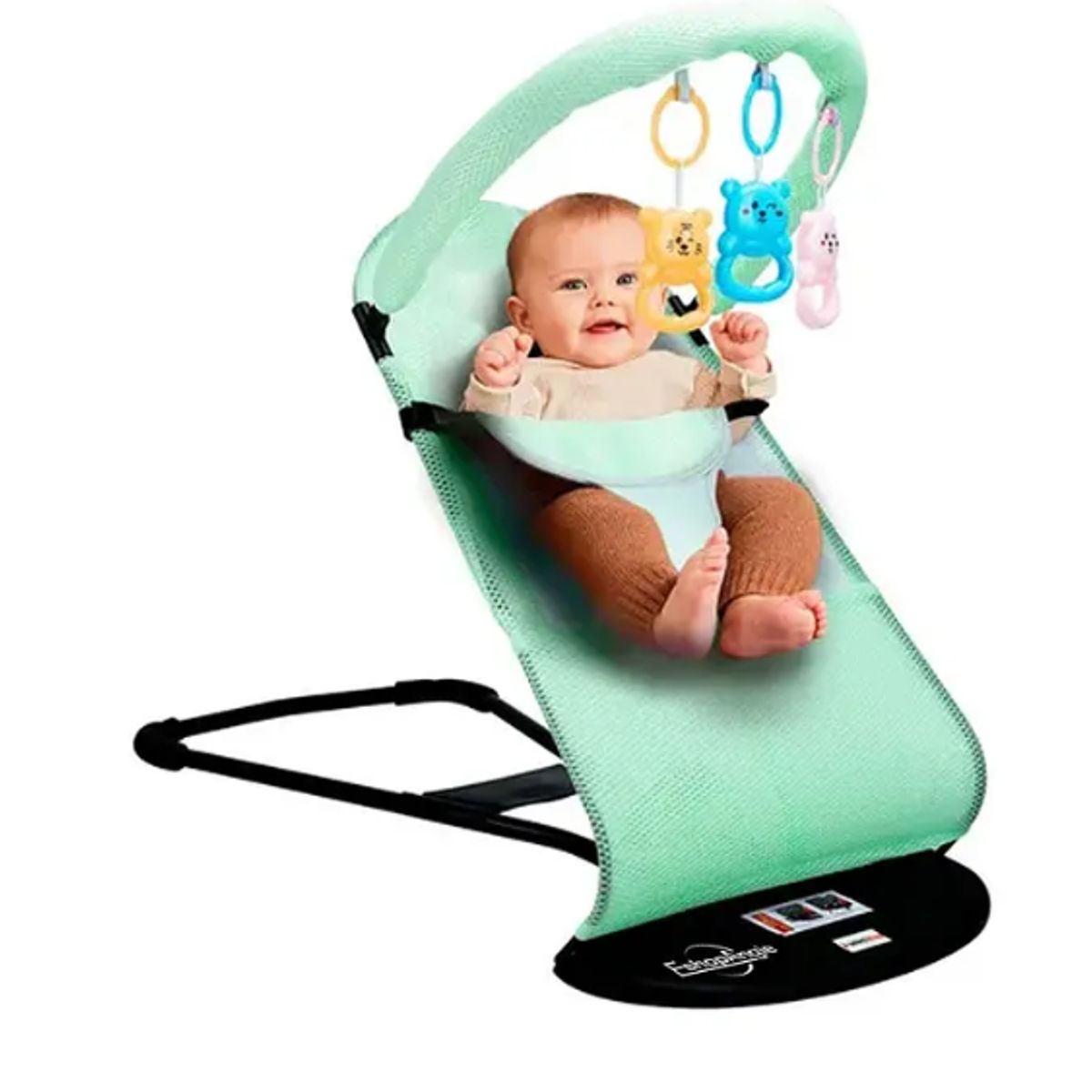 GENERICO - Silla Mecerora Bebe Verde Plegable Con Juguetes Y Arnés Color Unisex