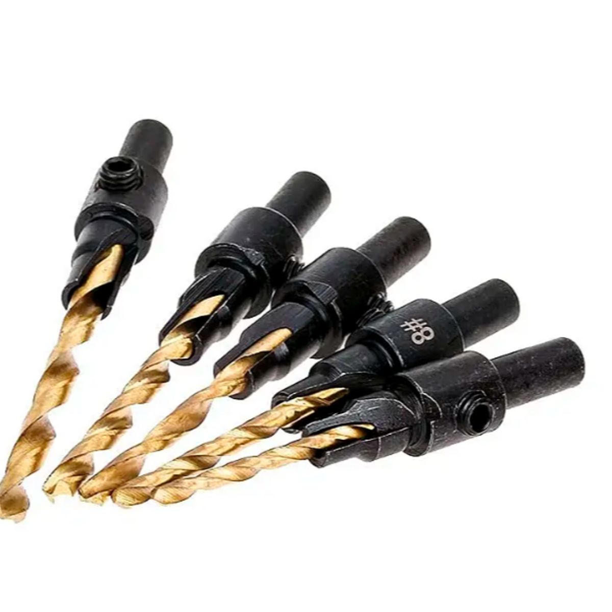 GENERICO - Set 5 Brocas Avellanadoras Madera Con Vastago Hexagonal