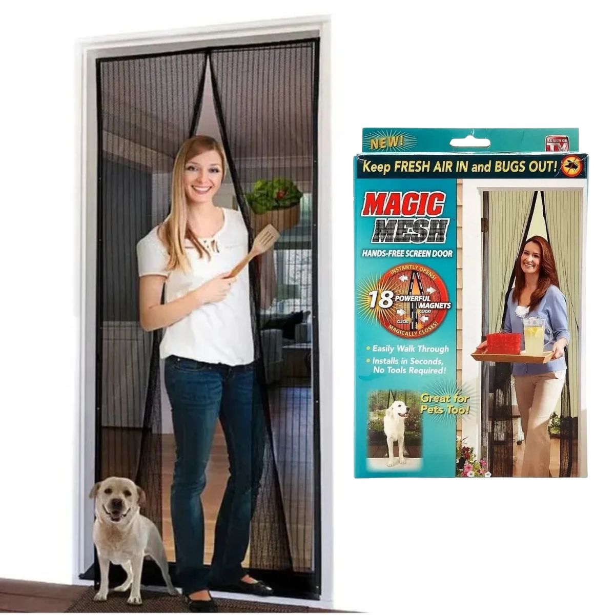 GENERICO - Malla Mosquitera Magnética Para Puertas 150x130cm Magic Mesh