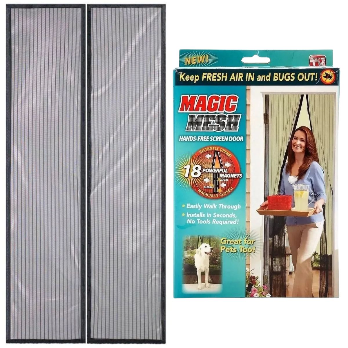 GENERICO - Malla Mosquitera Magnética Para Puertas 150x130cm Magic Mesh