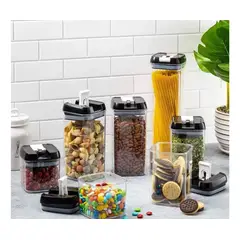 GENERICO - Set 7 Contenedores Super Hermeticos Envases Acrilicos Cocina Negro