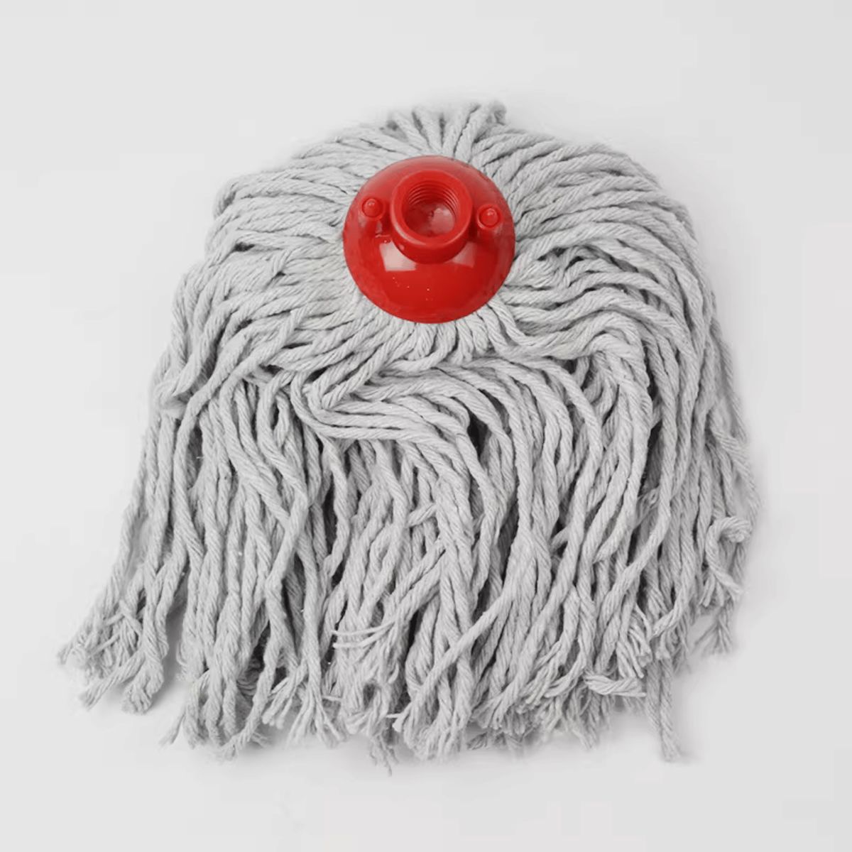 HOMESTAR - Mopa Algodón Blanco con Cabeza Roja Plástico - 35 cm