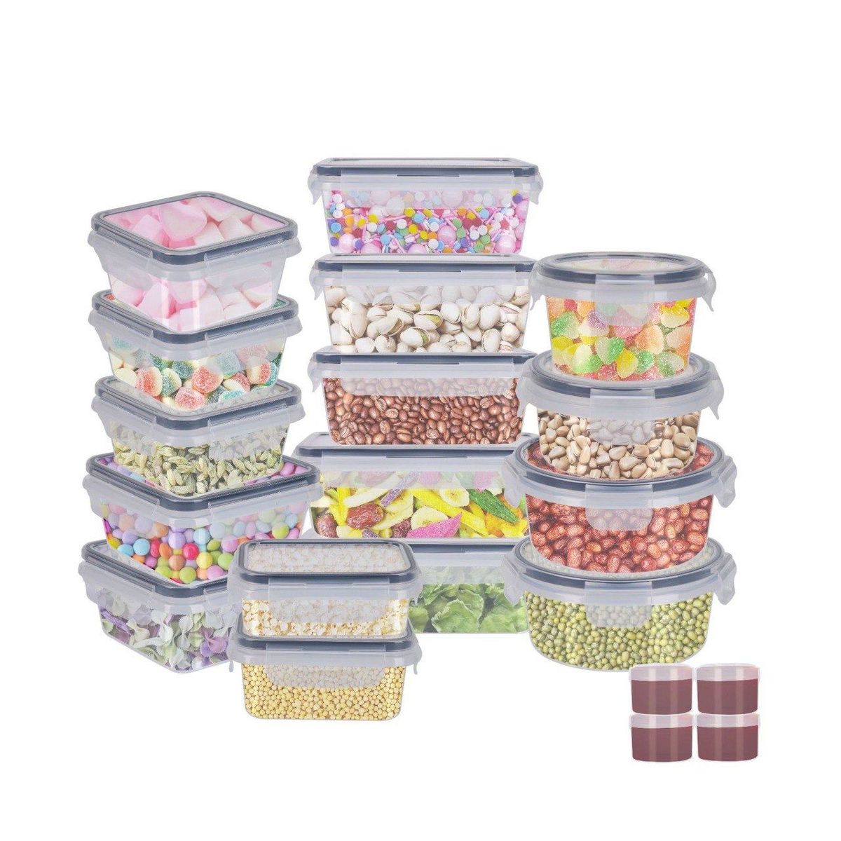 GENERICO - Set de 20 Recipientes Herméticos de Plástico para Almacenamiento