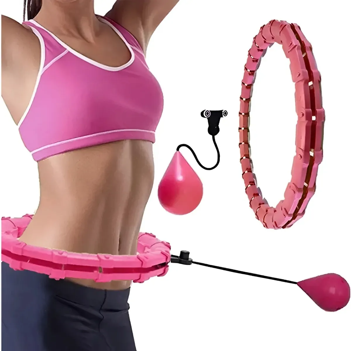 GENERICO - Aro Hula Hoop Ajustable Peso Entrenador De Cintura Rosado