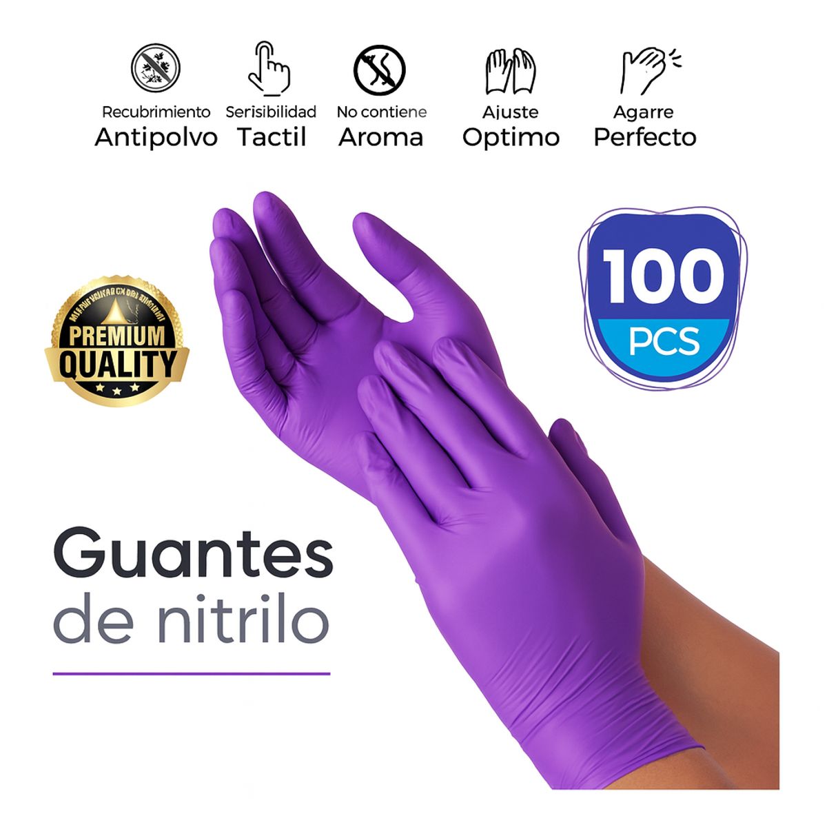ABENA - Guantes de Nitrilo Examen médico Sin Polvo Abena Púrpura Talla S Multiusos