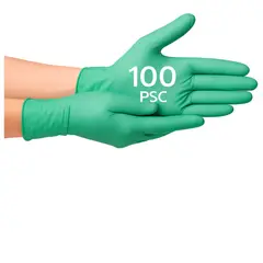 ABENA - Guantes de Nitrilo Examen médico Sin Polvo Verde Talla S Multiusos