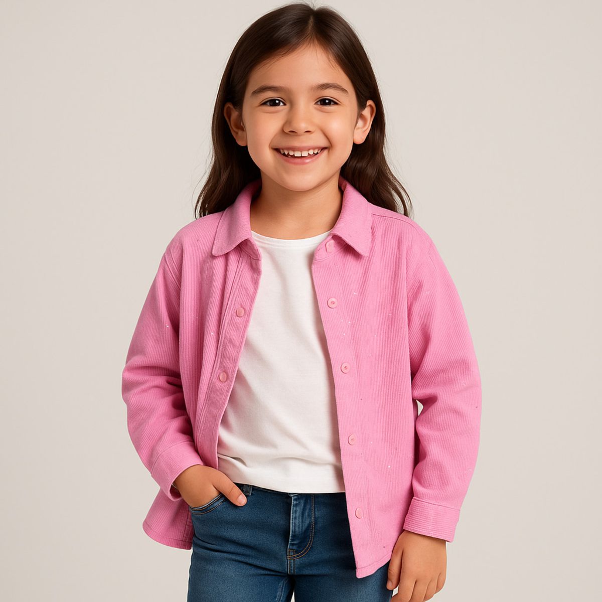 KIBOU - Camisa rosa niña manga larga con brillos