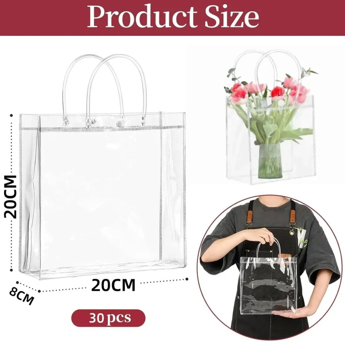 ATURE - Pack 30 De Bolsa Transparente Pvc Con Asa Reutilizable Regal Transparente