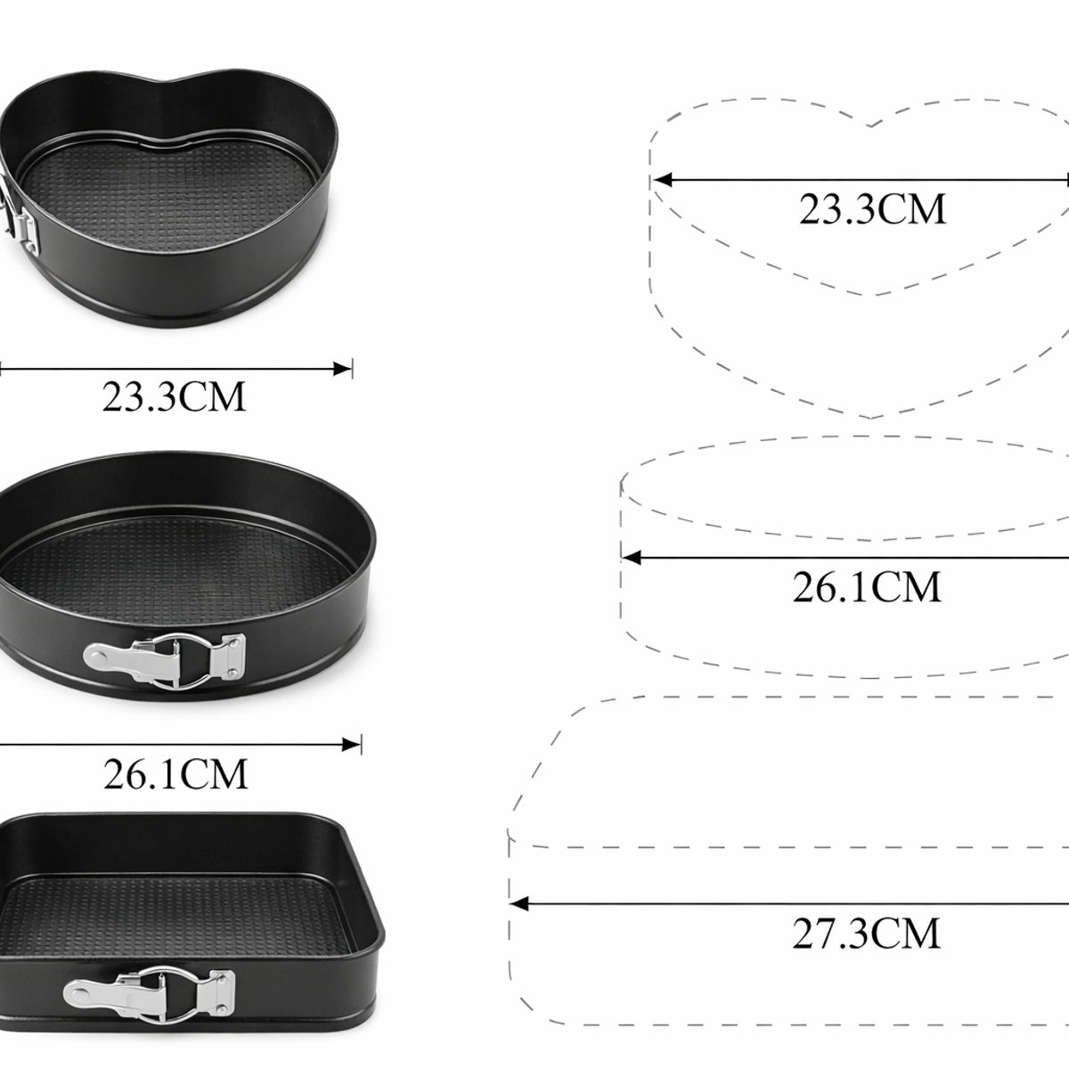 GENERICO - Molde Para Torta Desmontable 3 Piezas Antiadherente Negro