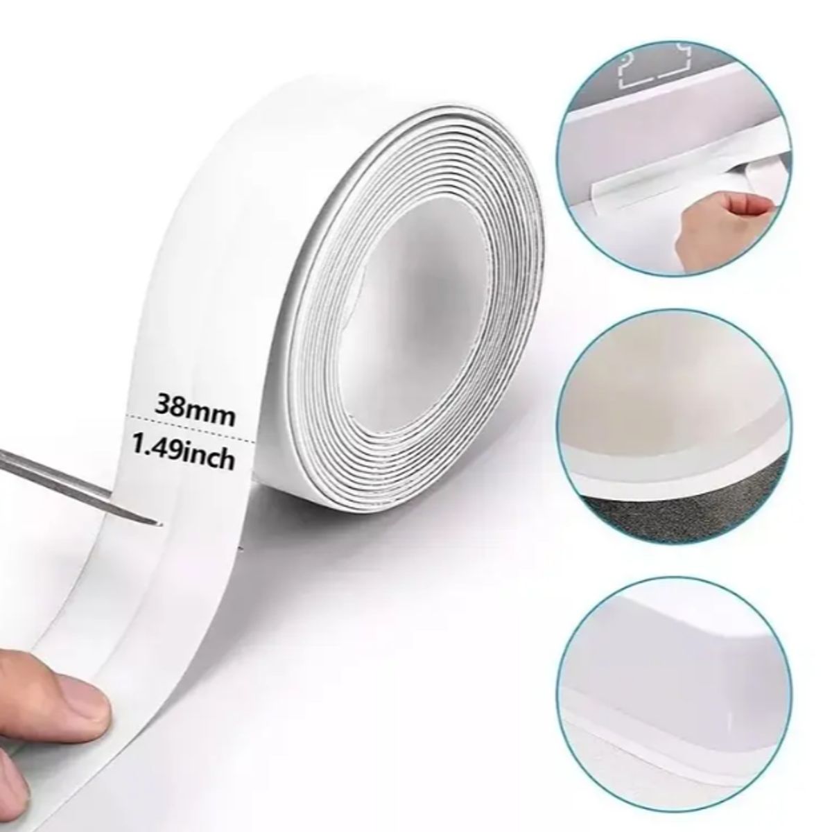 GENERICO - Cinta Sellado Impermeable Cocina Baño PVC Blanca 3m X 3cm