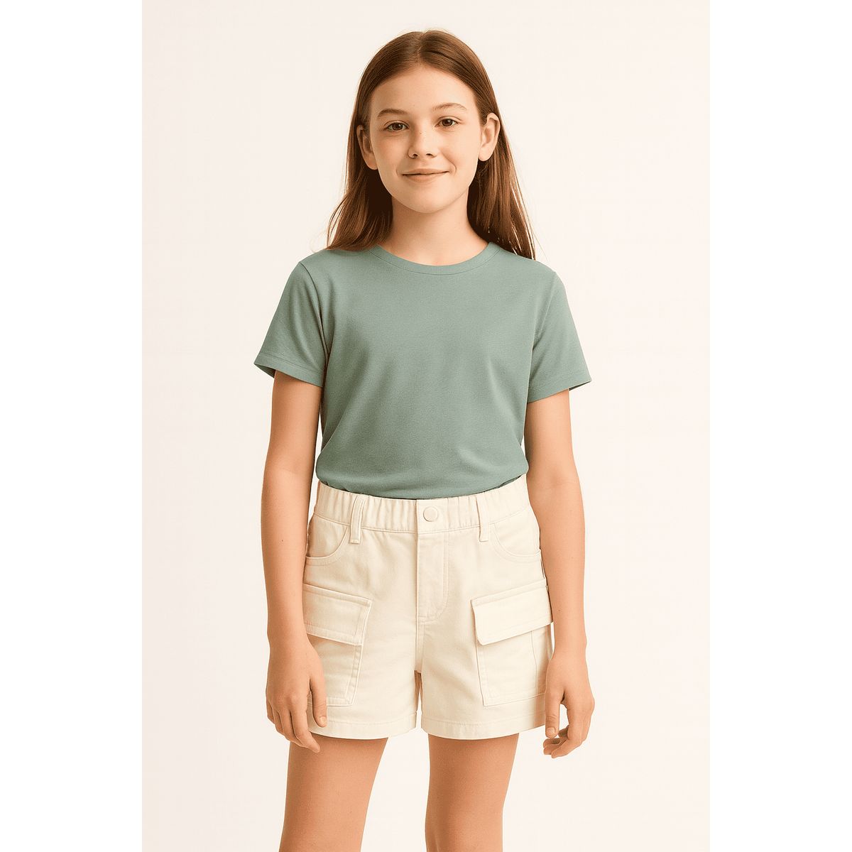 KIBOU - Short Cargo Niña Algodón Bolsillos Laterales