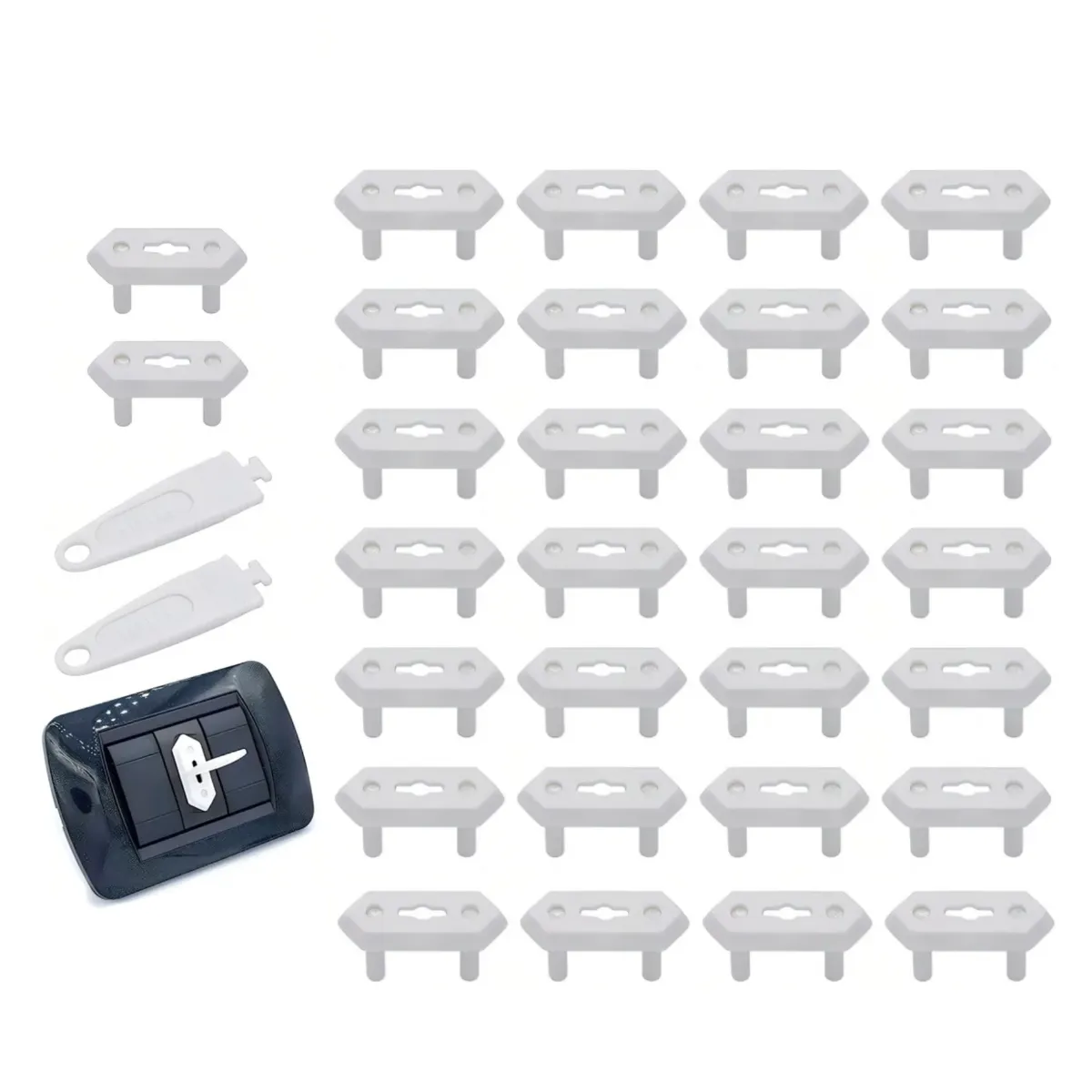 ATURE - 30u Cubre Enchufe Seguridad Bebe Tapa Protector Con 2 Llave