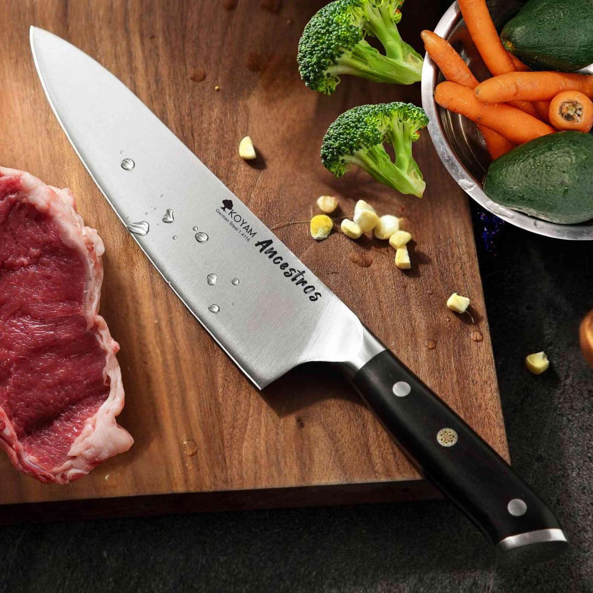 KOYAM - Cuchillo Chef Ancestros 21cm Acero Alemán premium Mango G10