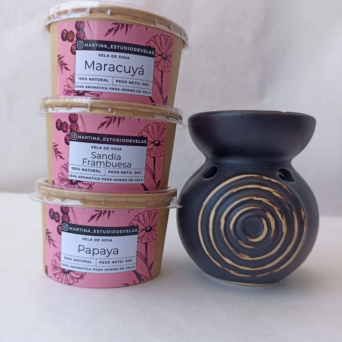 GENERICO - Quemador de Cerámica para Cera Soja Aromática x3 Pack Aromas Frescos de Verano