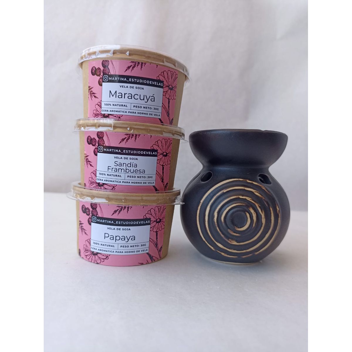 GENERICO - Quemador de Cerámica para Cera Soja Aromática x3 Pack Aromas Frescos de Verano