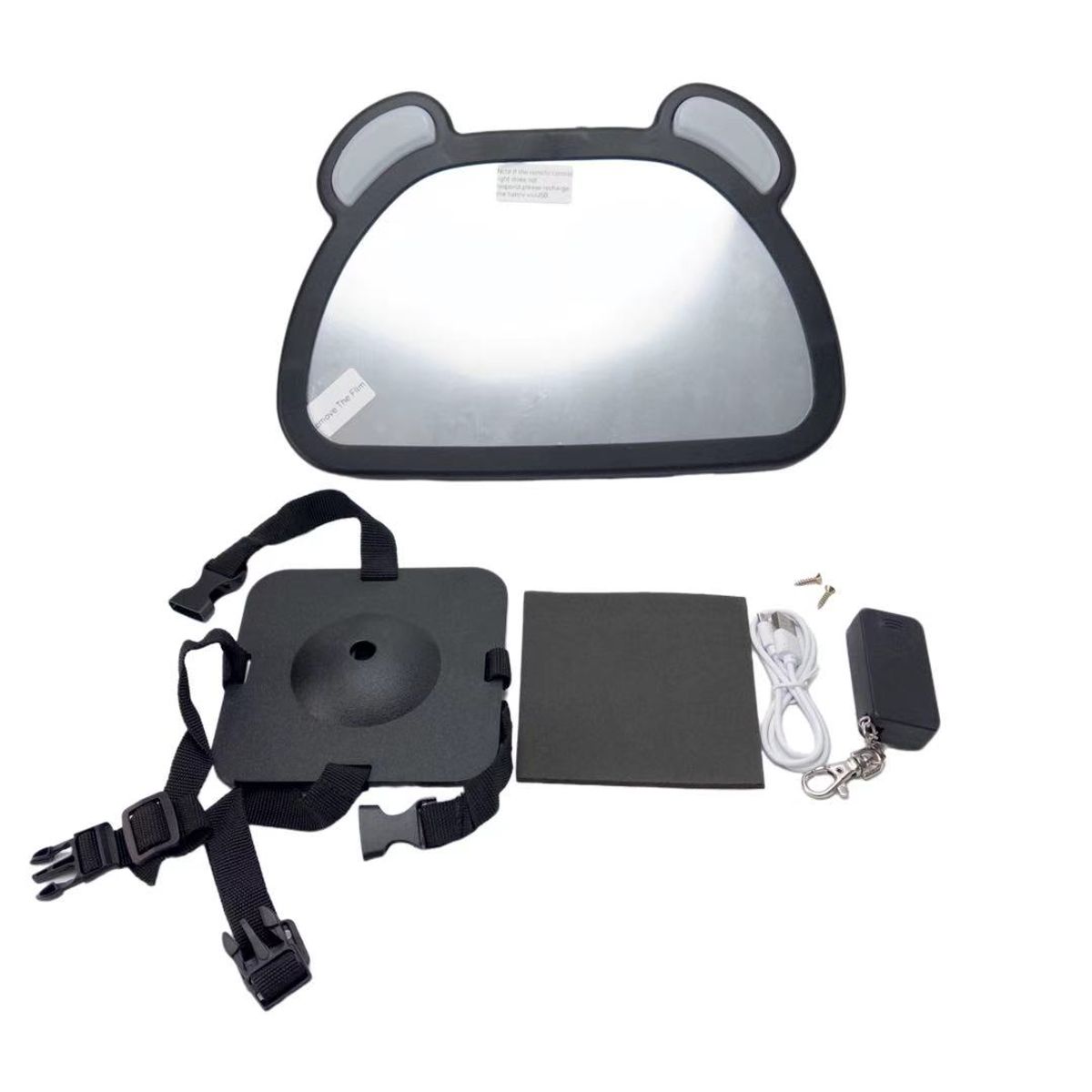 GENERAL - Espejo Retrovisor Led Vehicular Para Bebés Luz Controlada Por Radio Carga Usb