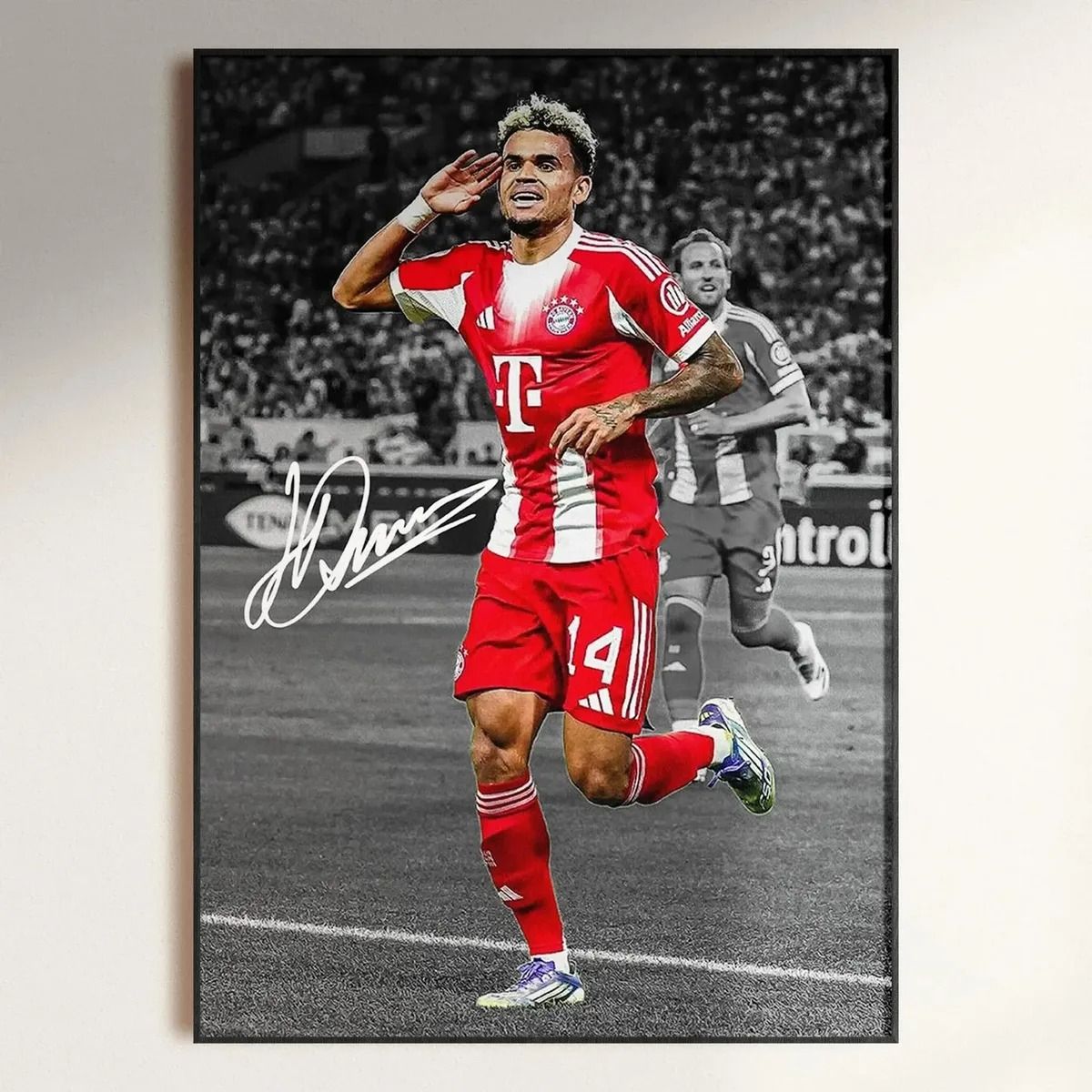 GENERICO - Cuadro Luis Díaz Bayern Munich Firmado + Marco