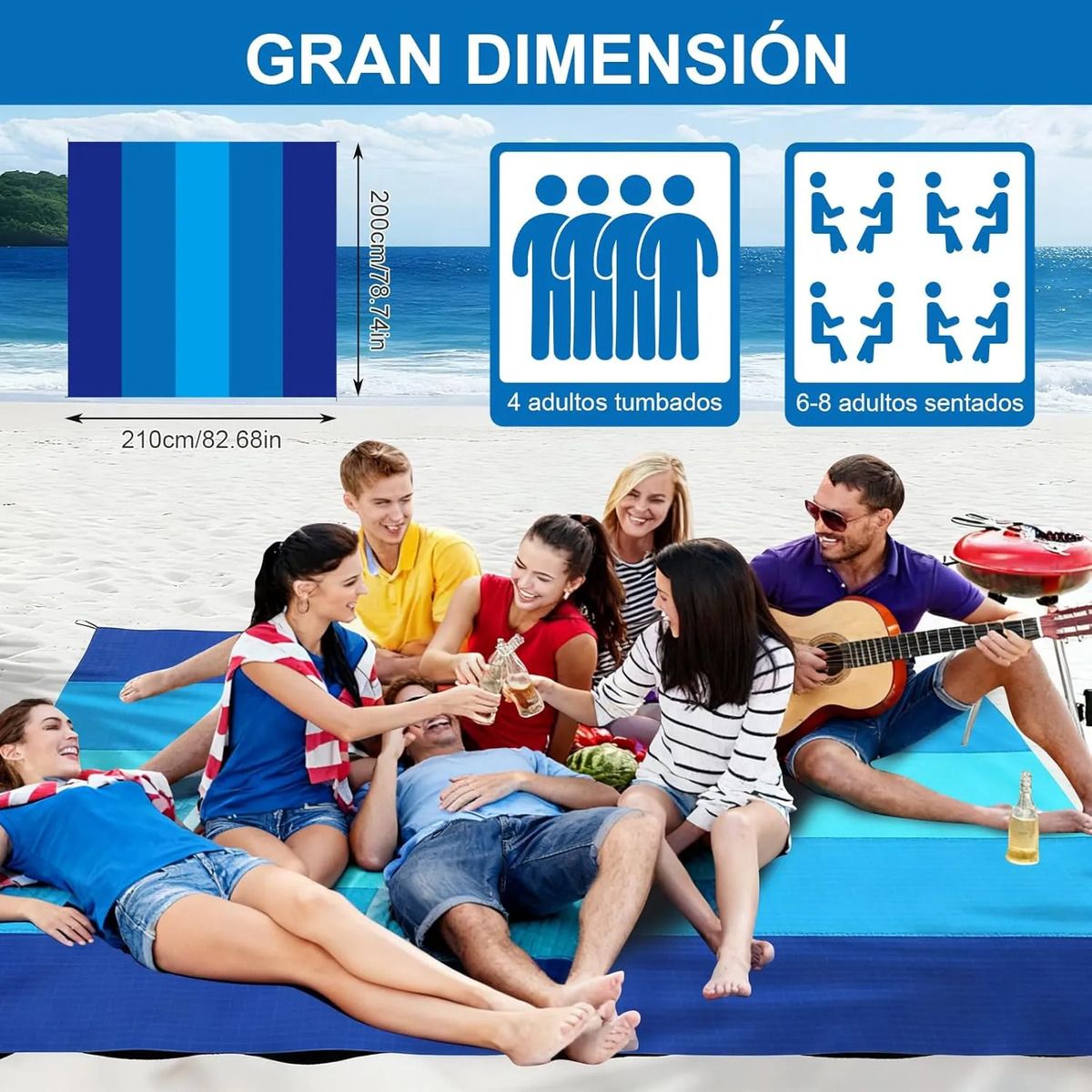 GENERICO - Manta Para Playa 200x210cm Para Picnic Playas Céspe