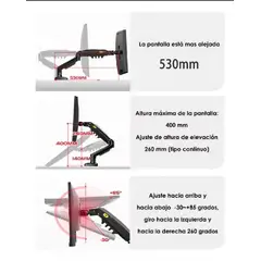 GENERICO - Base Para Monitor Brazo Hidráulico Negro