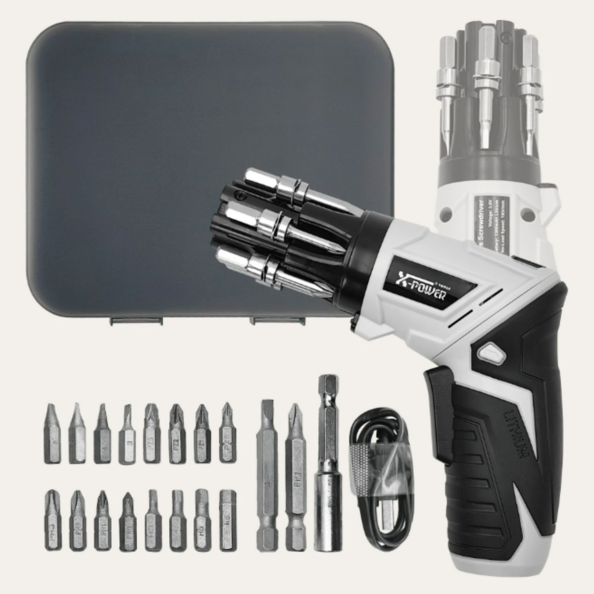 AIZO - Taladro Atornillador Inalambrico 3.6v +maleta+ 25 Accesorios