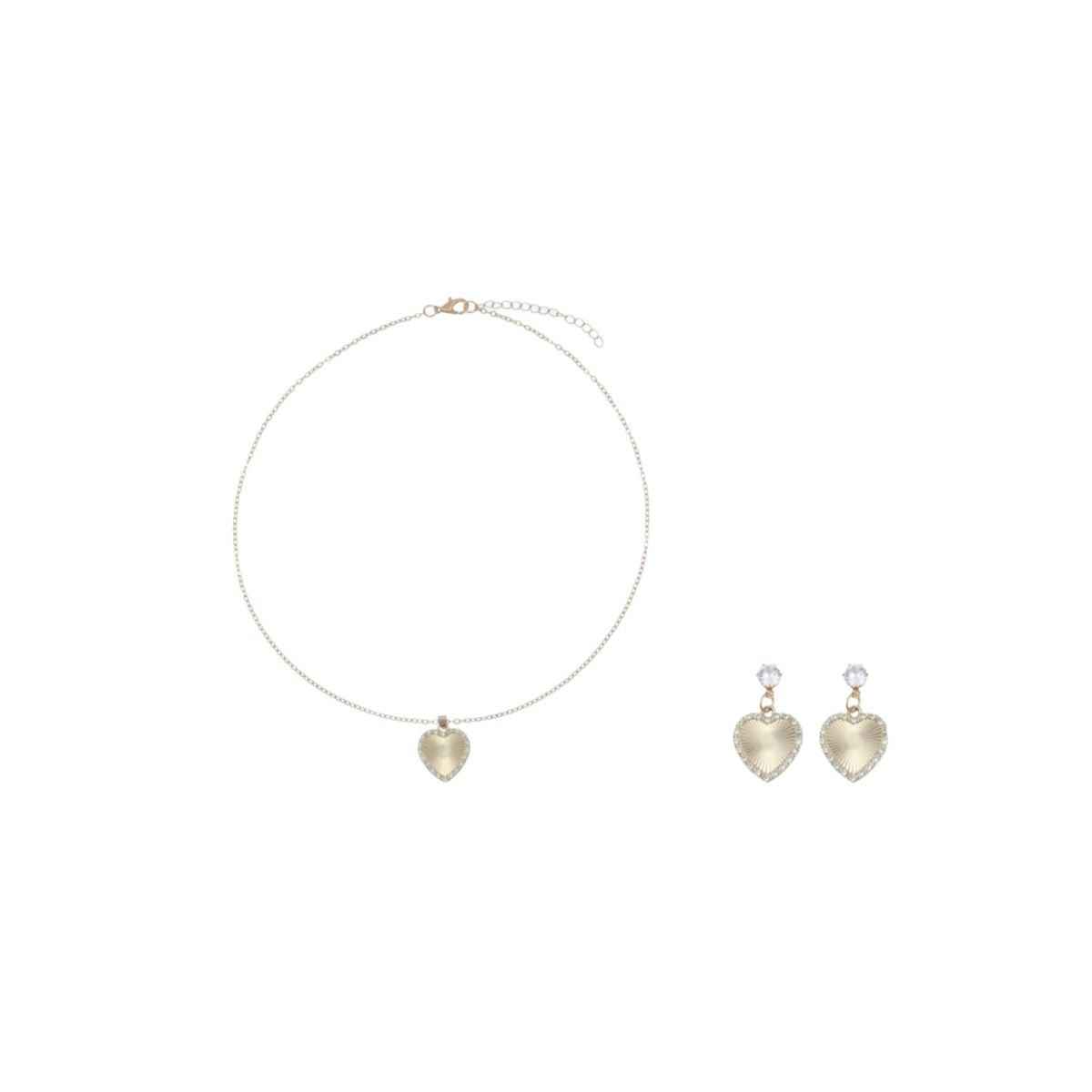 GENERICO - Set de Joyería en Acero Quirúrgico  Collar + Aros  Corazón Regalo San Valentin