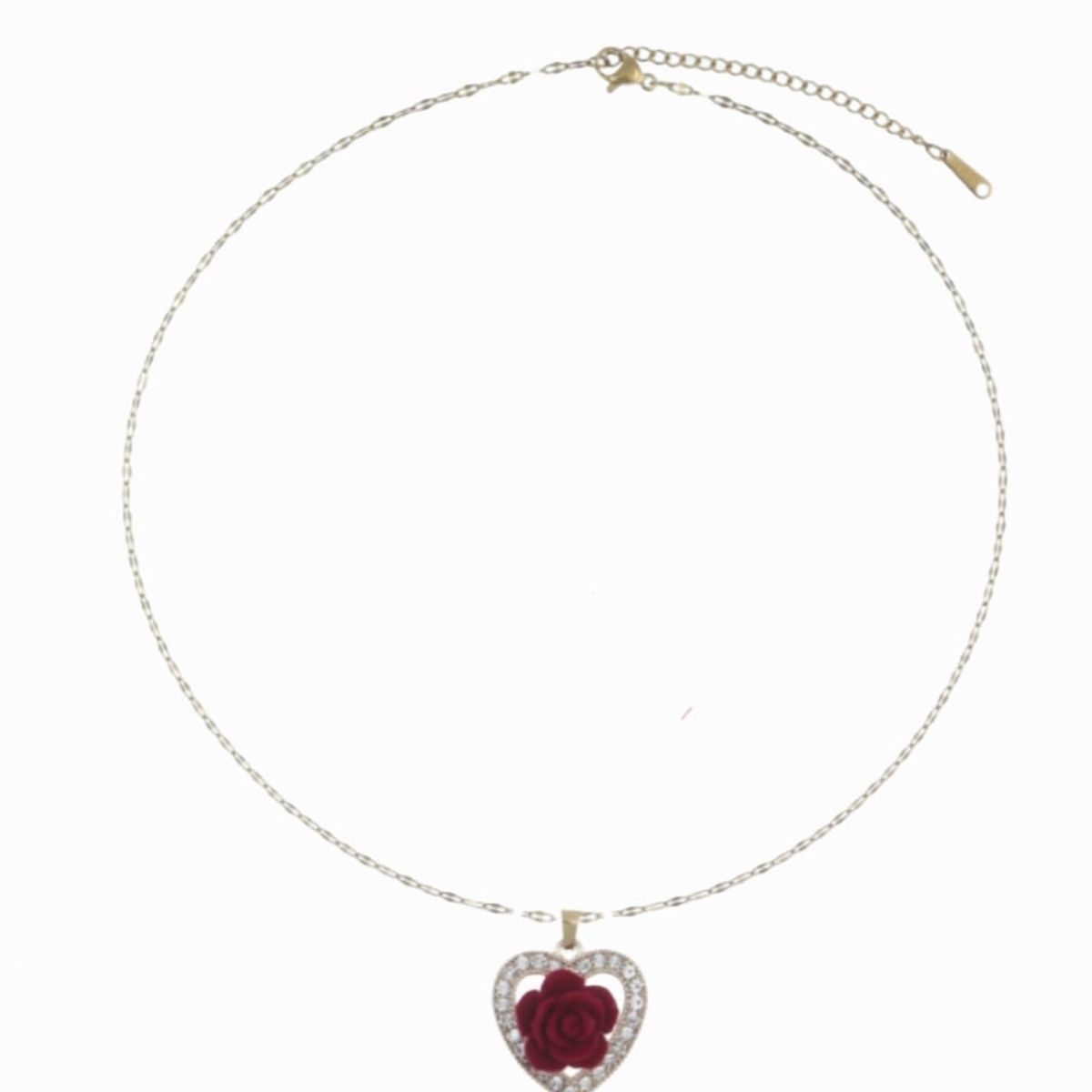 GENERICO - Collar En Acero Quirúrgico Corazón Rosa Regalo san Valentin