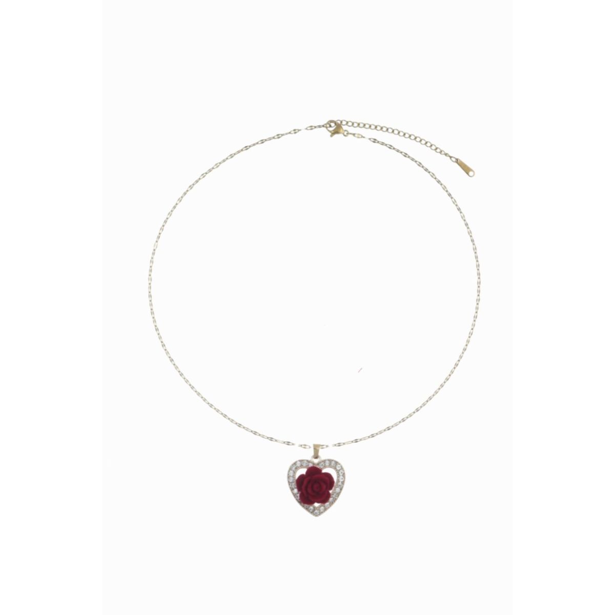 GENERICO - Collar En Acero Quirúrgico Corazón Rosa Regalo san Valentin