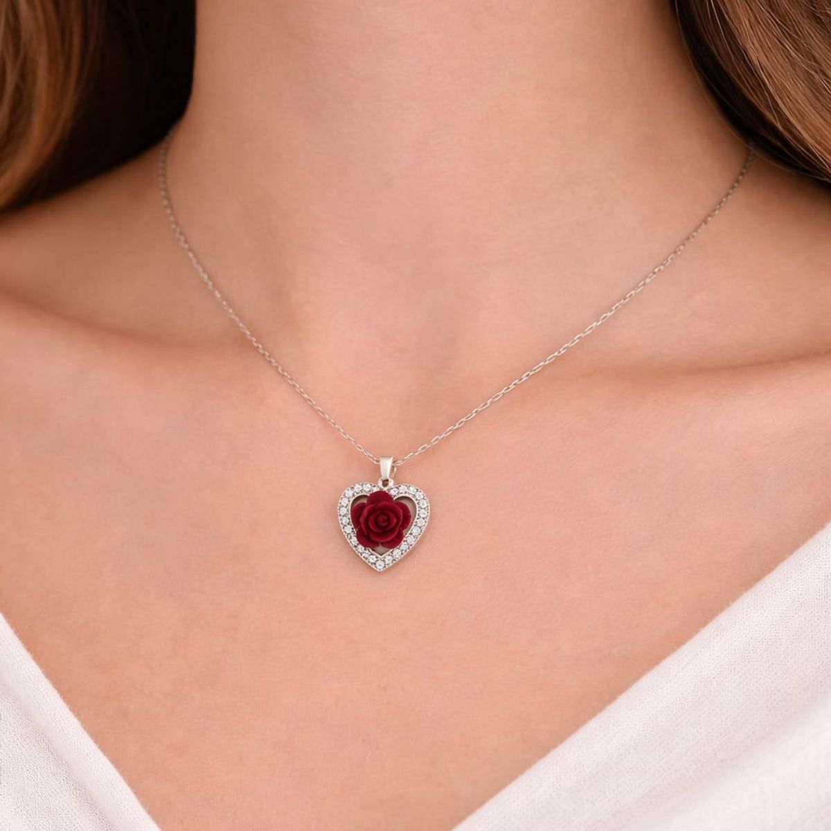 GENERICO - Collar En Acero Quirúrgico Corazón Rosa Regalo san Valentin