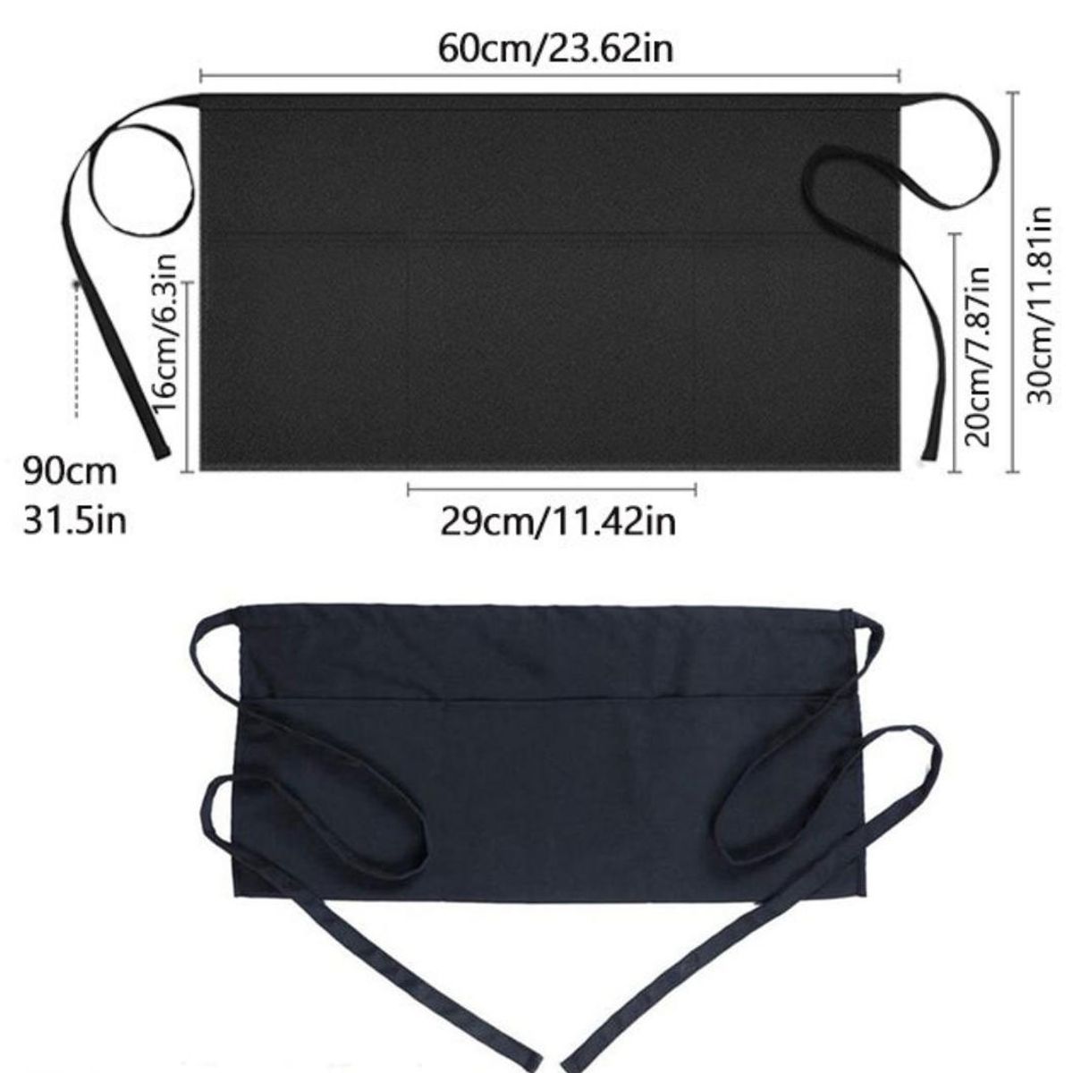 ATURE - Juego De 4 Mandiles Corto Con Bolsa Grande Para Meseros Chef
