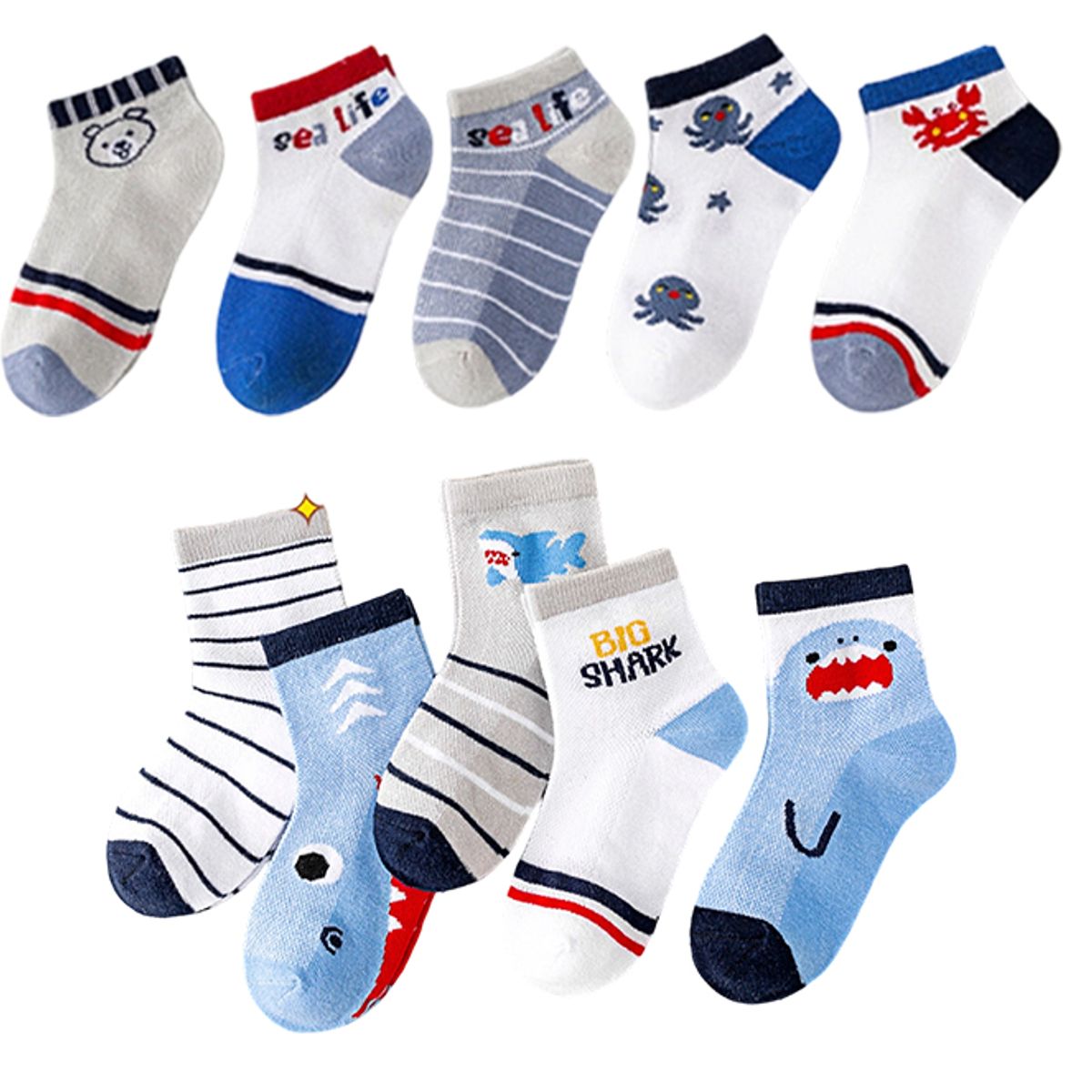 ATURE - Pack 10 Pares Calcetines Cortos Para Niños/niñas, Ligero