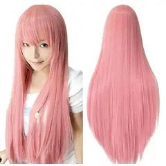 ATURE - Peluca Cosplay Larga Recta Multicolor Con Redecilla 80cm rosa