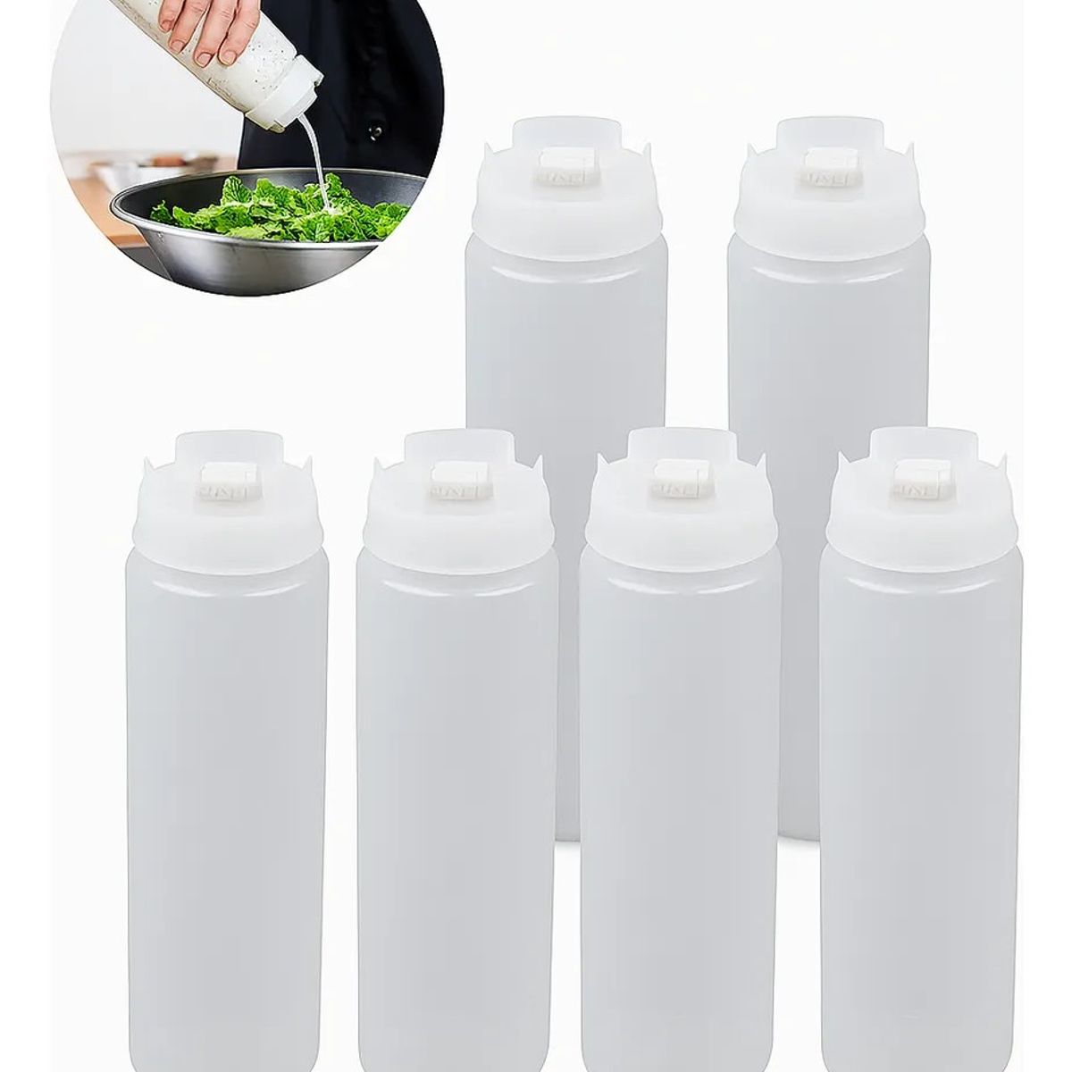 KUANGYE - Pack 6 Dispensadores Salsa Fifo Salseros Plasticos 600 Ml Transparente