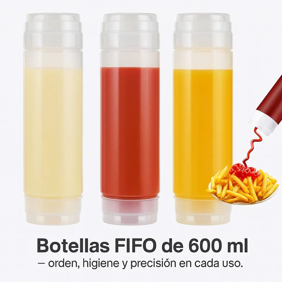 KUANGYE - Pack 6 Dispensadores Salsa Fifo Salseros Plasticos 600 Ml Transparente