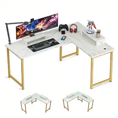 WUWAWDOGA - Escritorio Organizador Estanteria Moderno Blanco 145x100x73cm