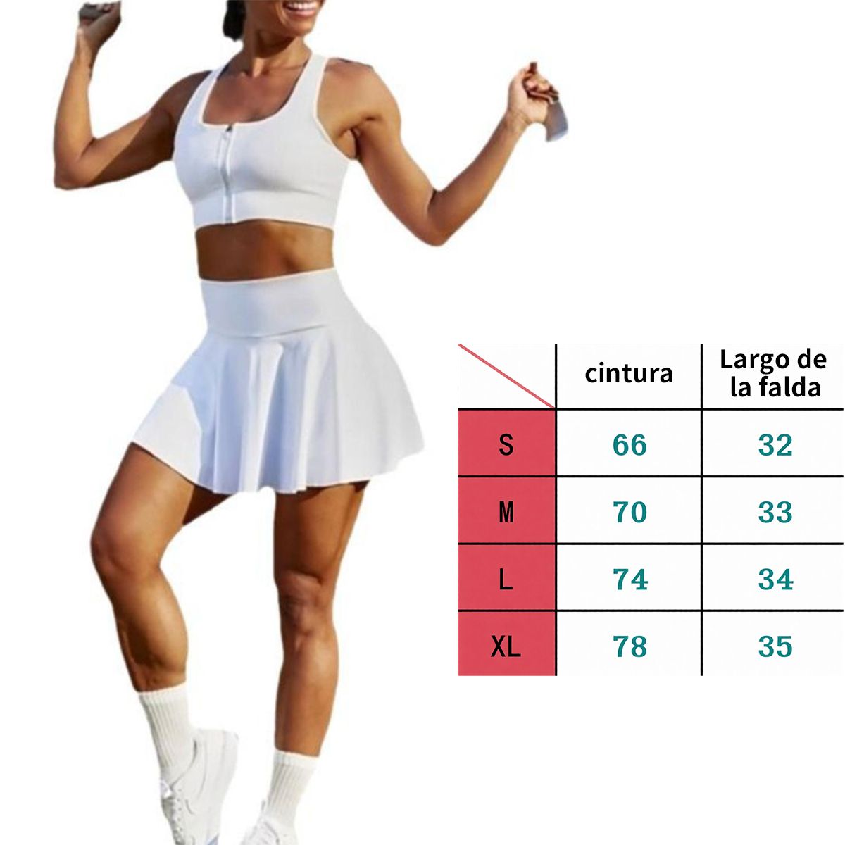 ATURE - Falda Plisada Para Yoga De Moda De Cintura Alta Para Mujer Blanco