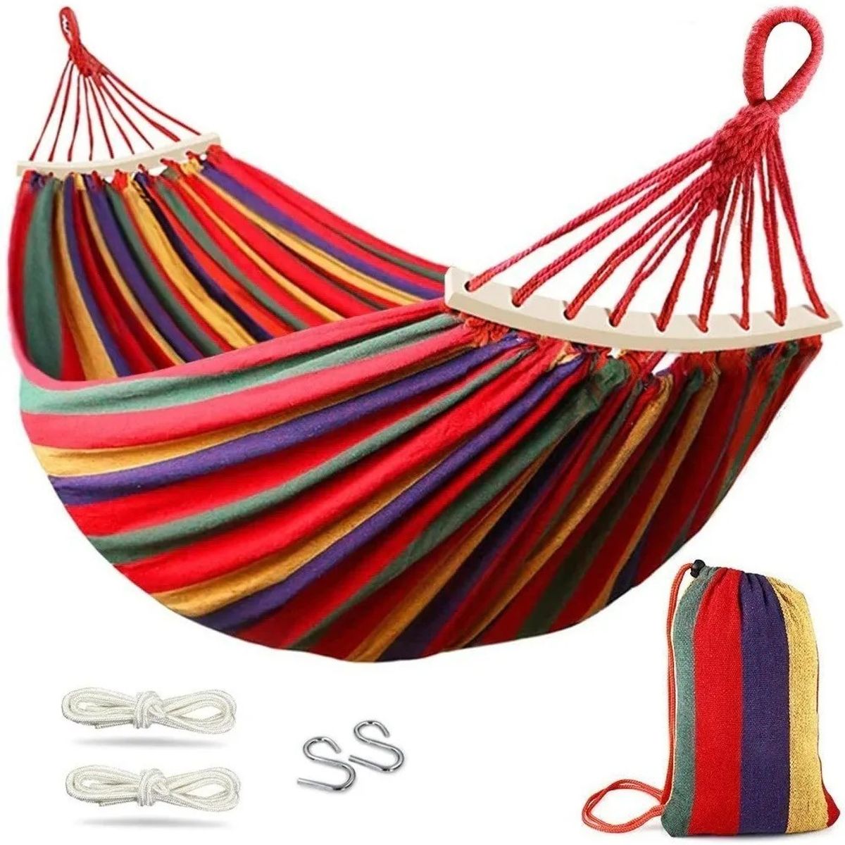 KUANGYE - Hamaca Barra Contra Nudos Antivuelco 190x100cm 250kg Ganchos