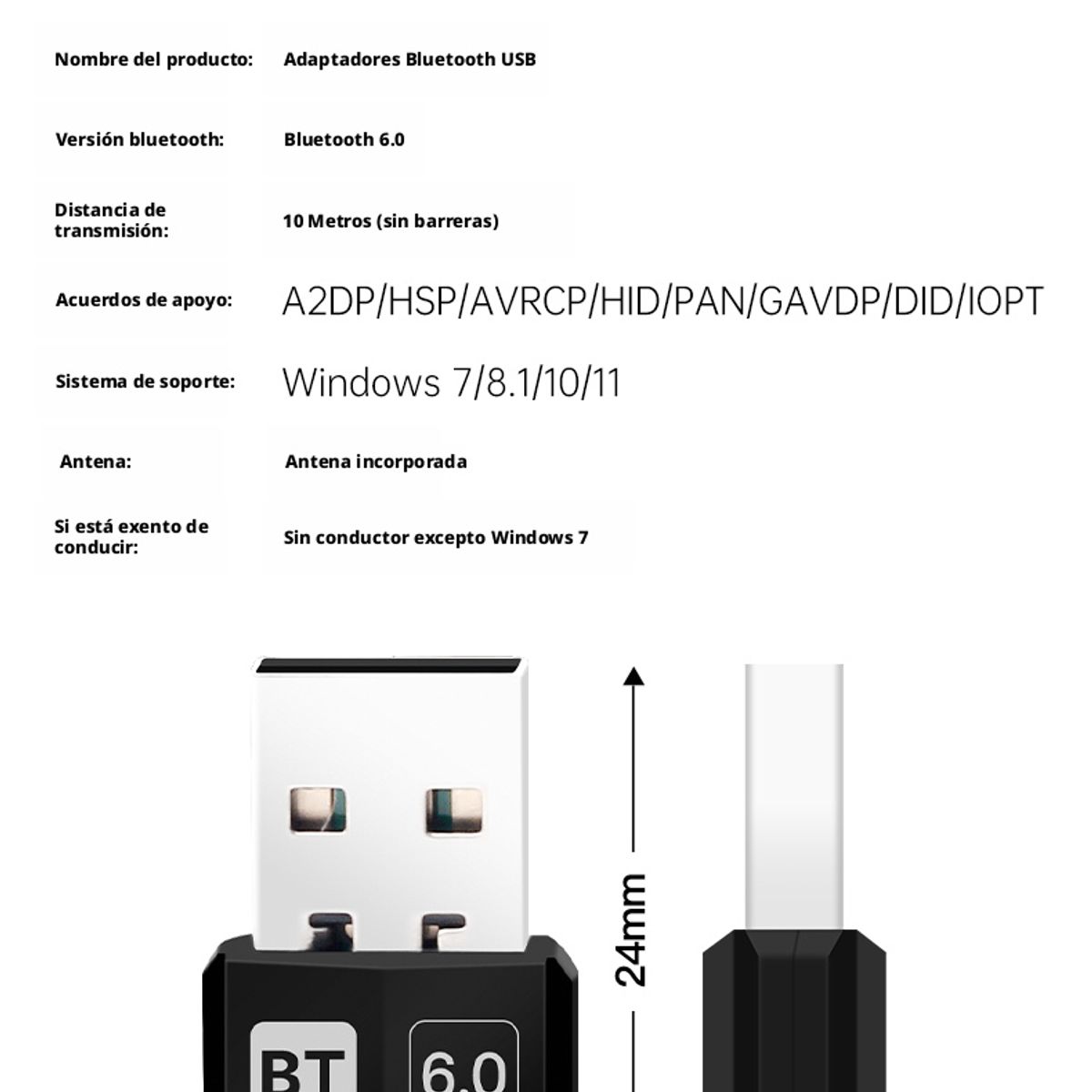 ATURE - Adaptador Bt 6.0 Usb Transmisor Receptor Para Audífono Mouse