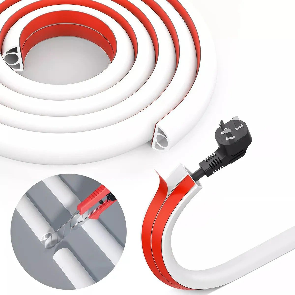 KUANGYE - Organizador Y Protector De Cables Para Pisos Con 4m