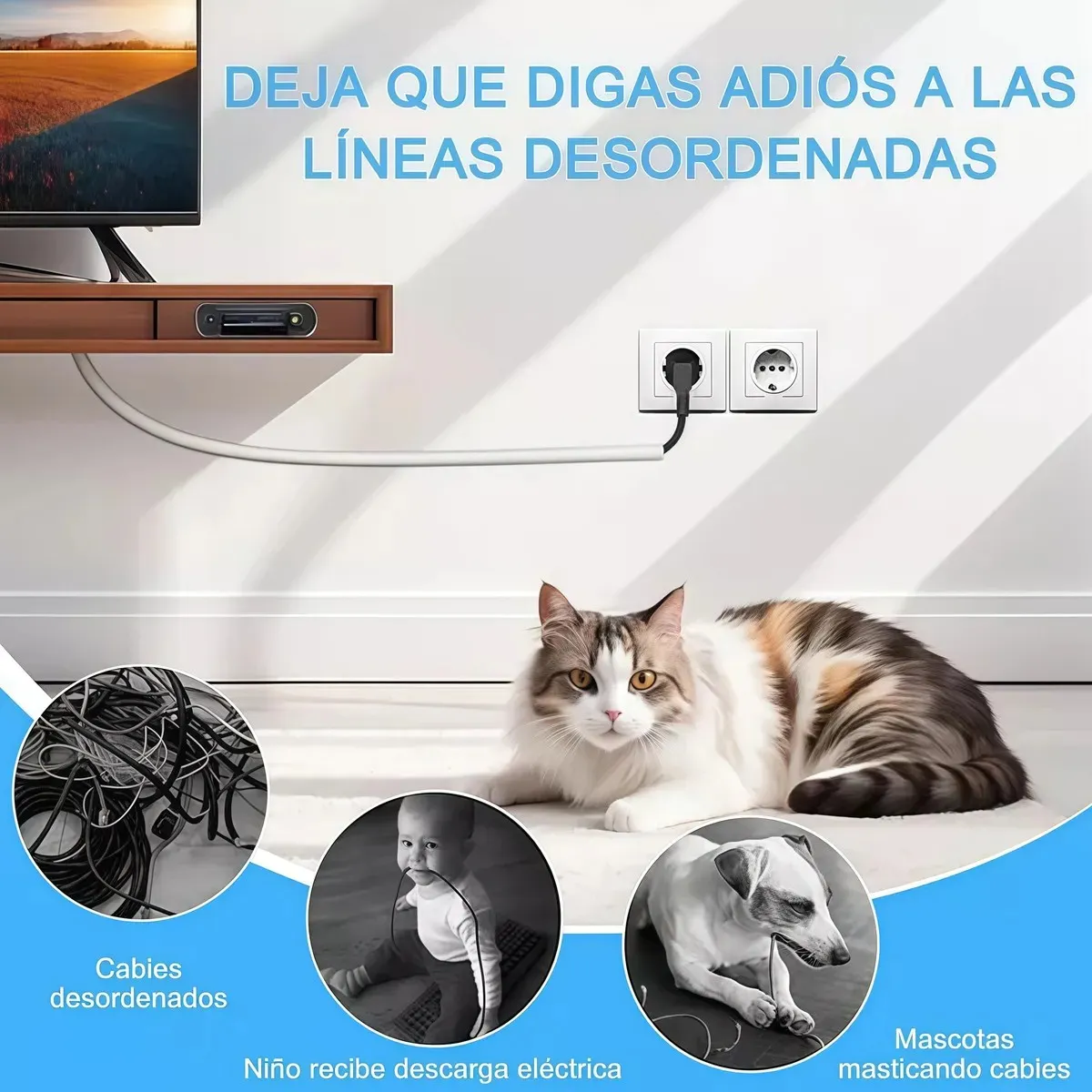 KUANGYE - Organizador Y Protector De Cables Para Pisos Con 4m