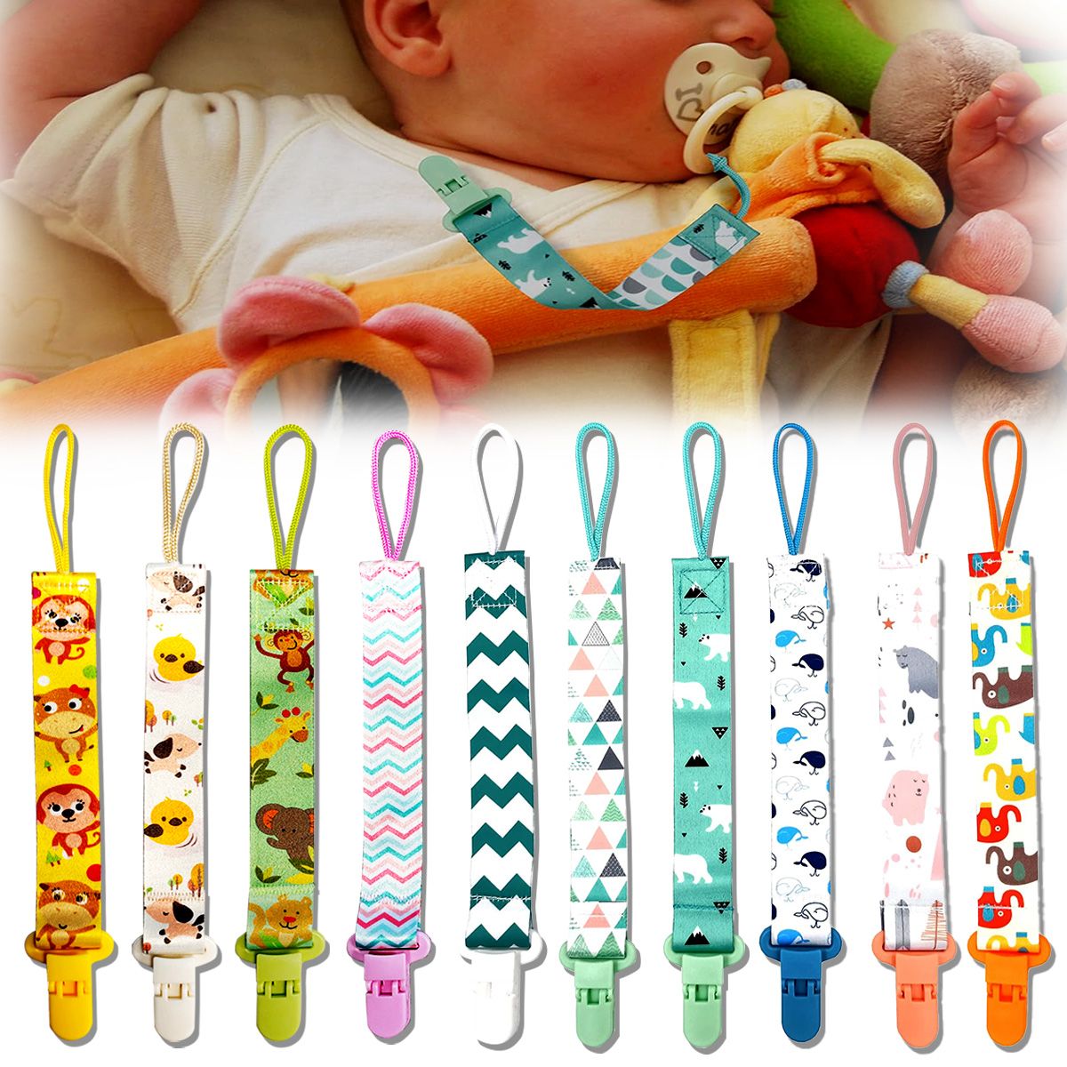 DEKANO - Kit 10 Prendedor De Cadena Para Chupetes