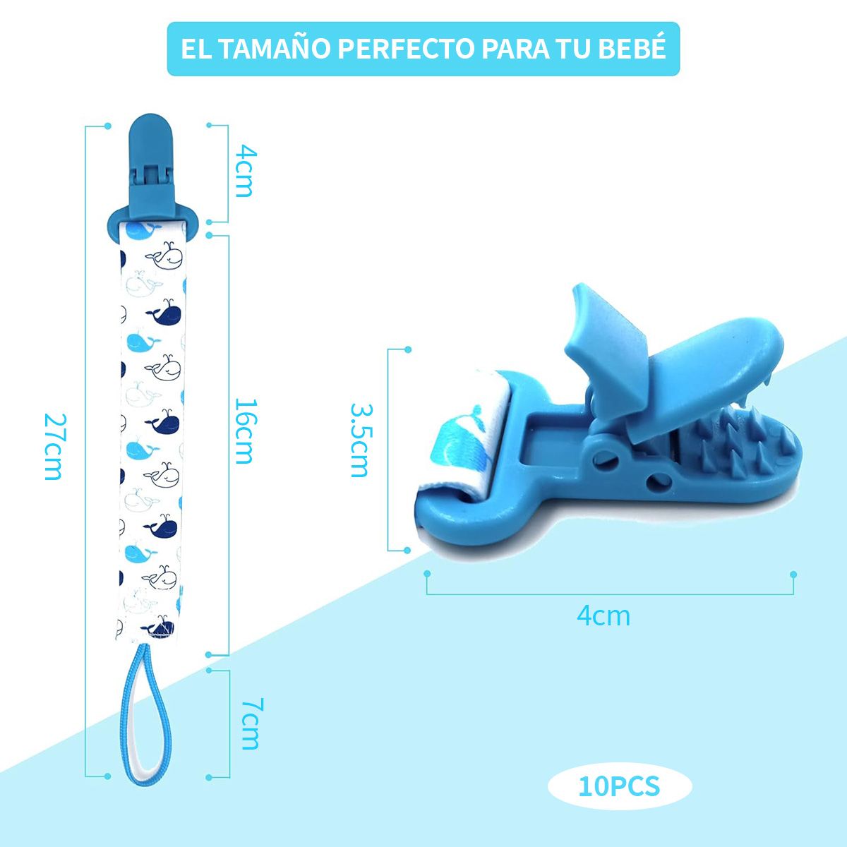 DEKANO - Kit 10 Prendedor De Cadena Para Chupetes