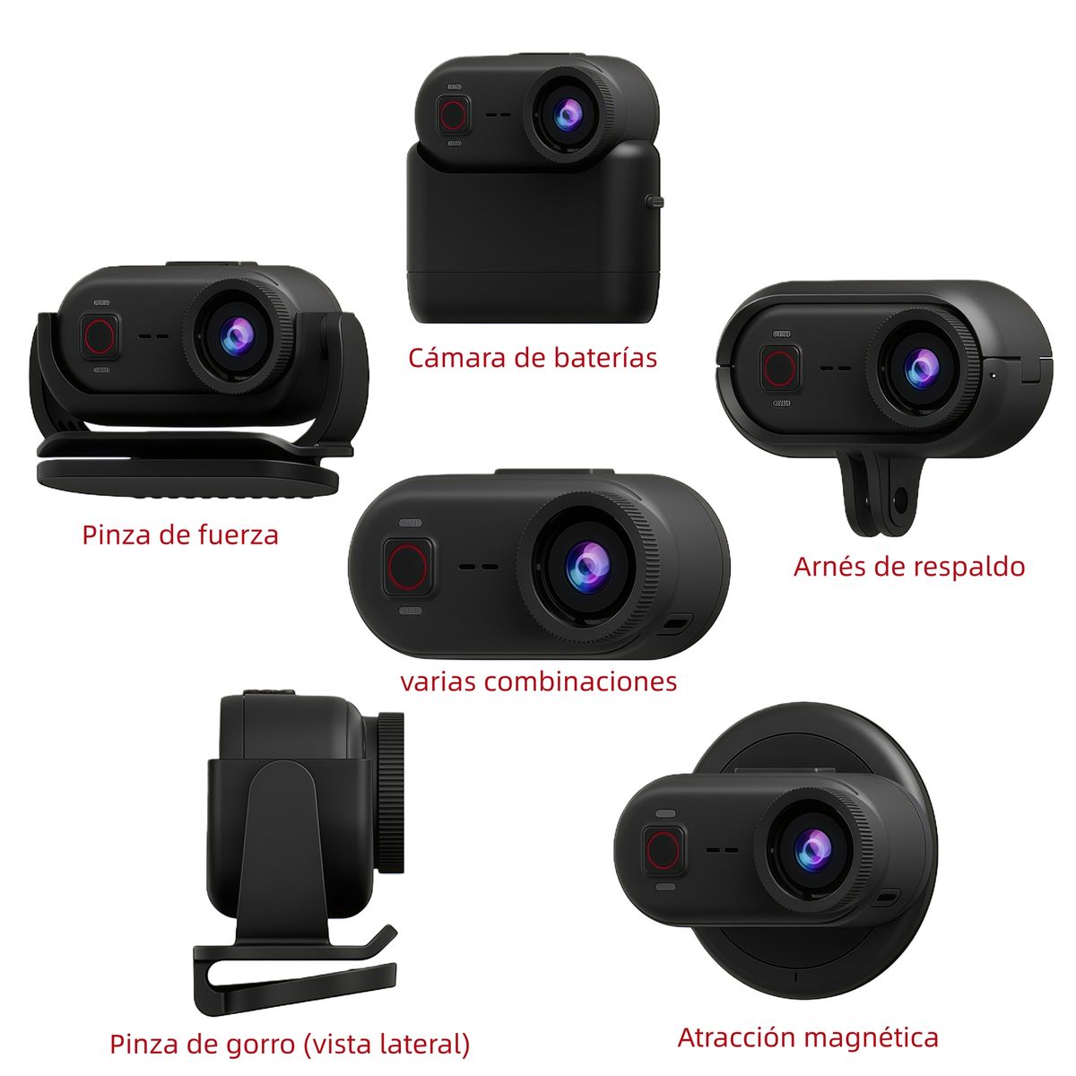 RENVMEXY - Cámara Mini 4K con 6 EIS - 350 Min, Impermeable 10m, 43g