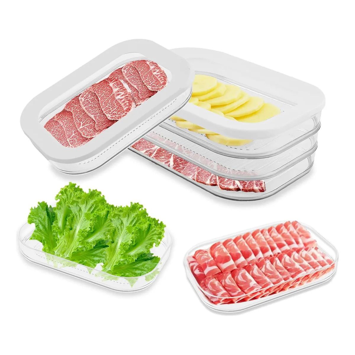 KUANGYE - Caja De Almacenamiento Portátil Para Refrigerador De Cocina Blanco