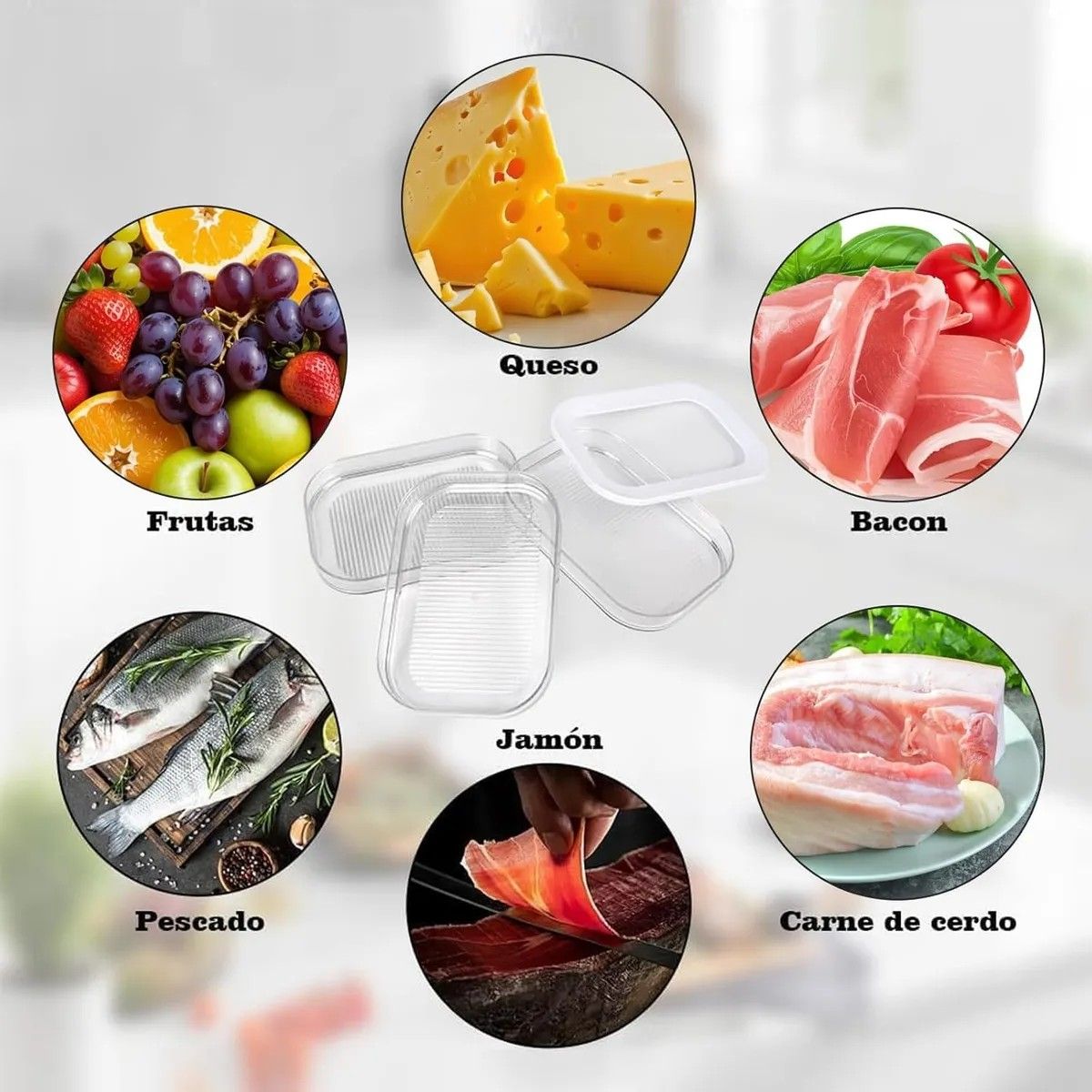 KUANGYE - Caja De Almacenamiento Portátil Para Refrigerador De Cocina Blanco