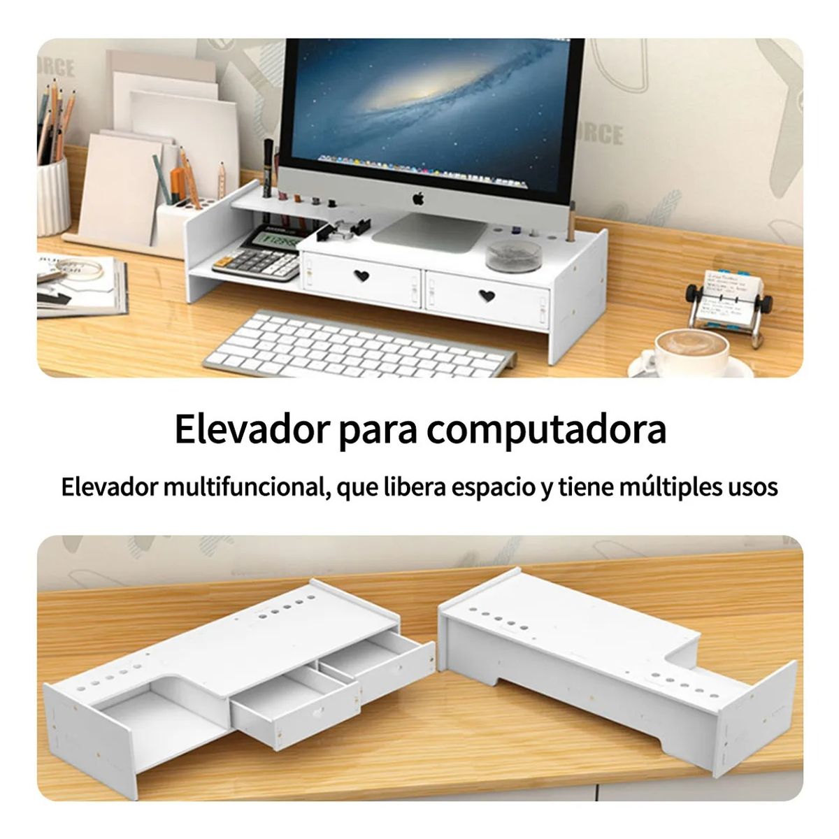 GENERICO - Organizador De Madera Escritorio Soporte Elevador de computadora