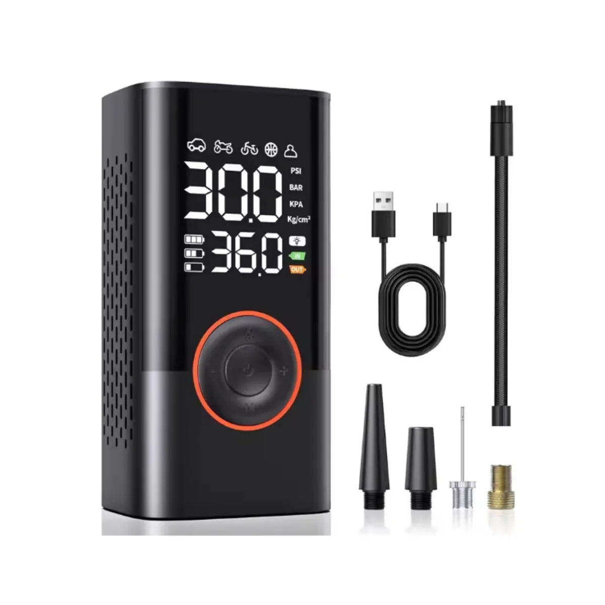 GENERICO - Bomba de aire inteligente de 150 PSI, inflador de neumáticos, compresor de aire portátil con manómetro digital