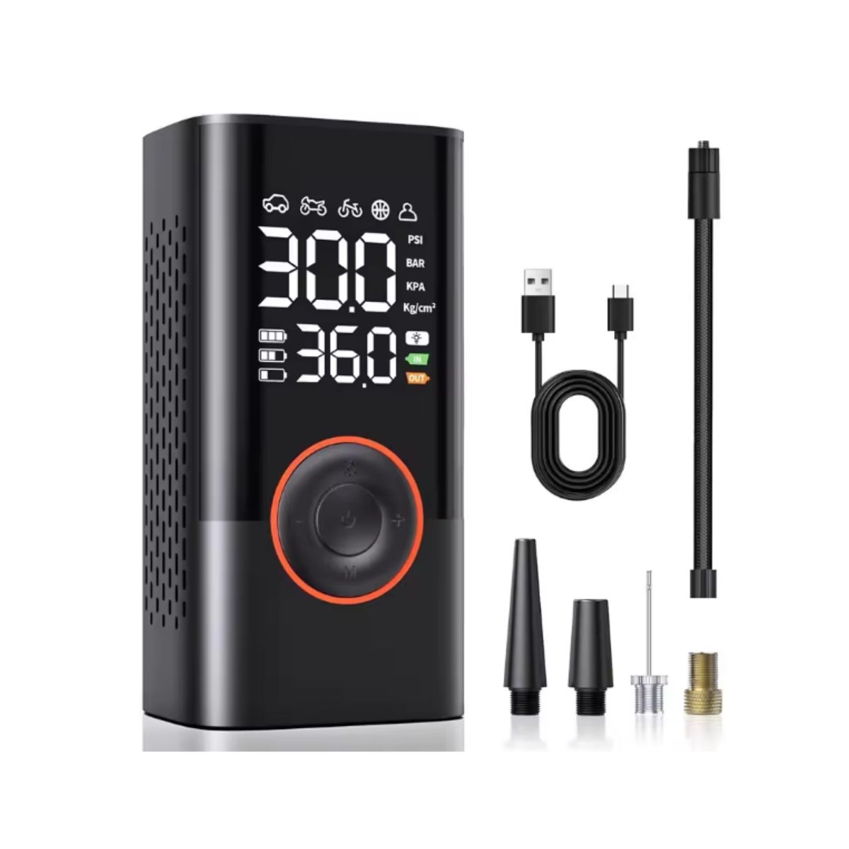 GENERICO - Bomba de aire inteligente de 150 PSI, inflador de neumáticos, compresor de aire portátil con manómetro digital