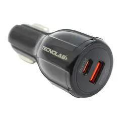 TECNOLAB - Cargador Vehicular 60W USB-A + Tipo C 12V Auto - SC